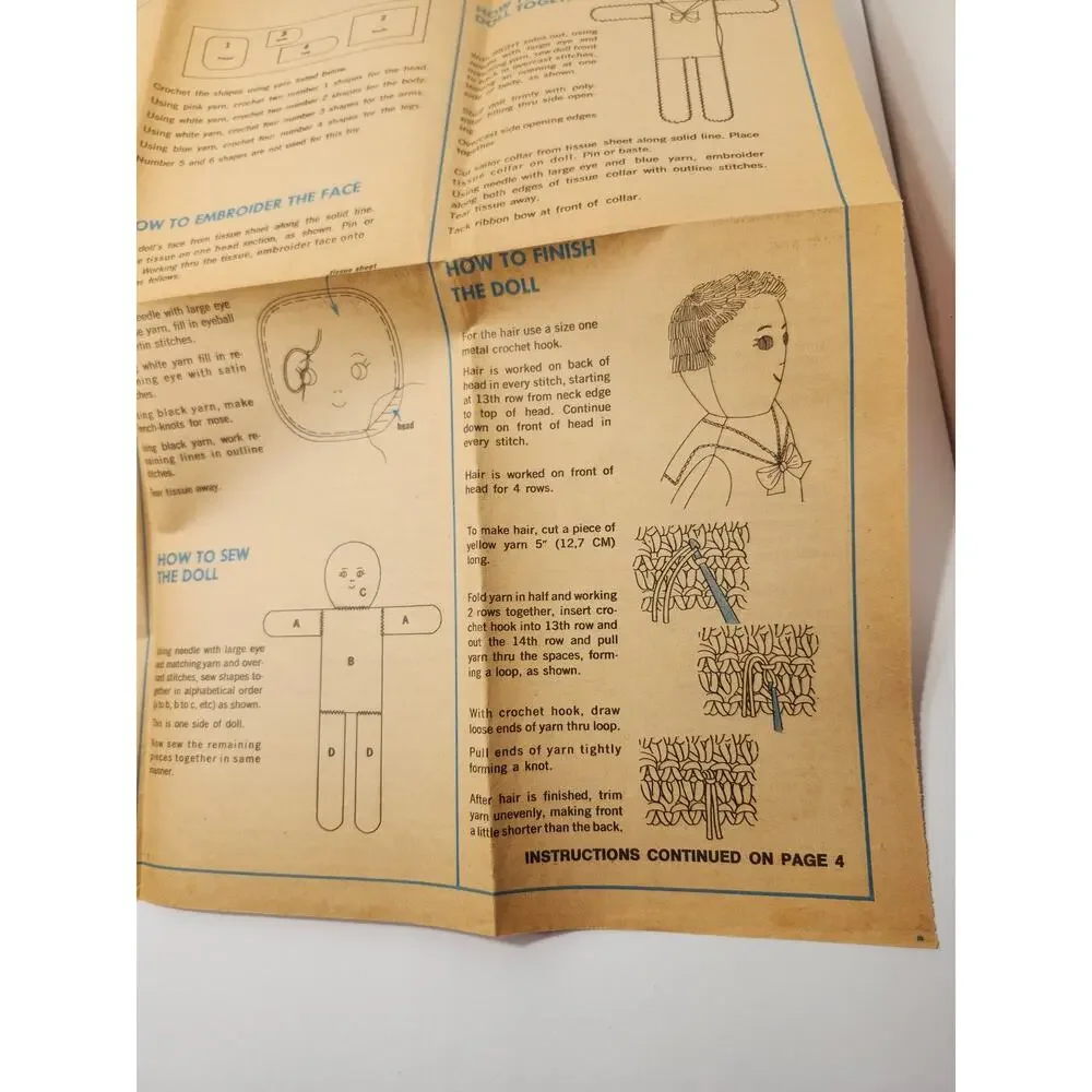 Simplicity Vintage Crochet Pattern 6008 Boy Girl Doll Bear Tiger
